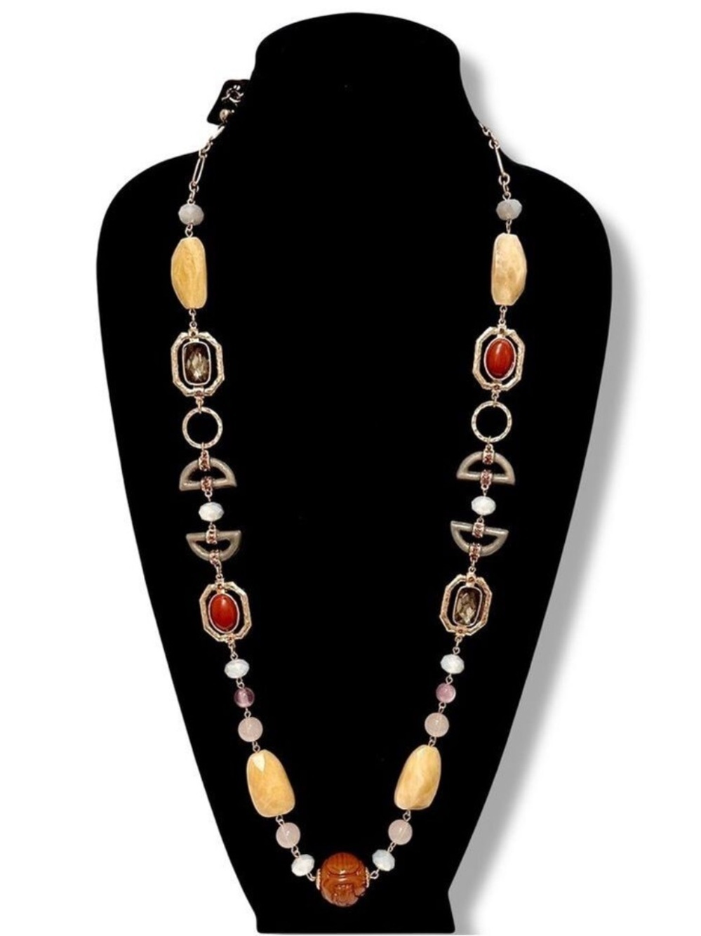 CHICO’S Bryn Enamel Crystal & Bead Long Station Necklace | NWT